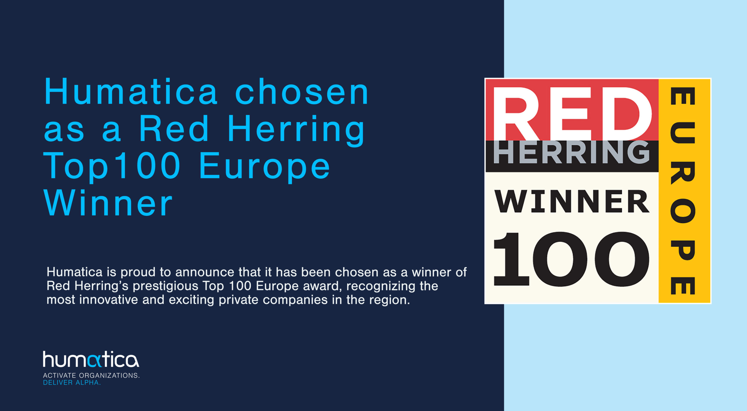 Humatica chosen as one of the Red Herring 2021 Top 100 Europe Winners